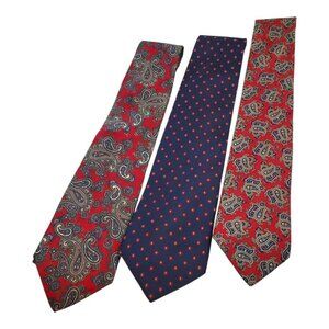 3 Neck Ties Bert Pulitzer, Boston Traders, Ley's Red Blue Paisley Floral
